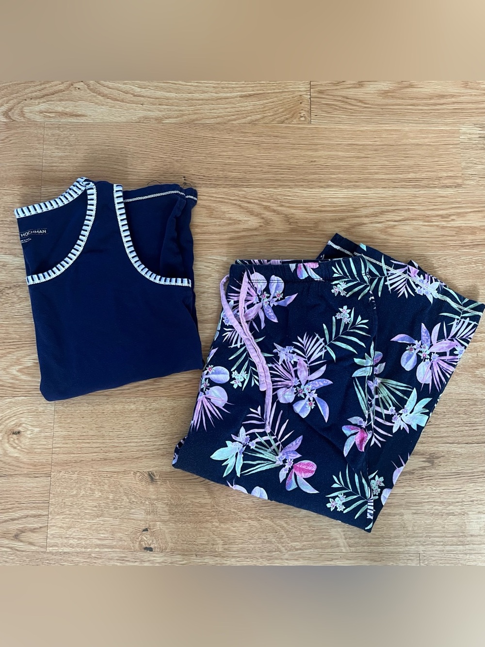 Carole Hochman Cotton Sleepwear Women's Navy Floral Capri 2pc Pajama Set S